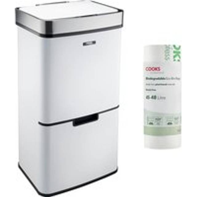 Recycling Sensor Bin 75L with 25 Biodegradable Bin Bags - White - One Size