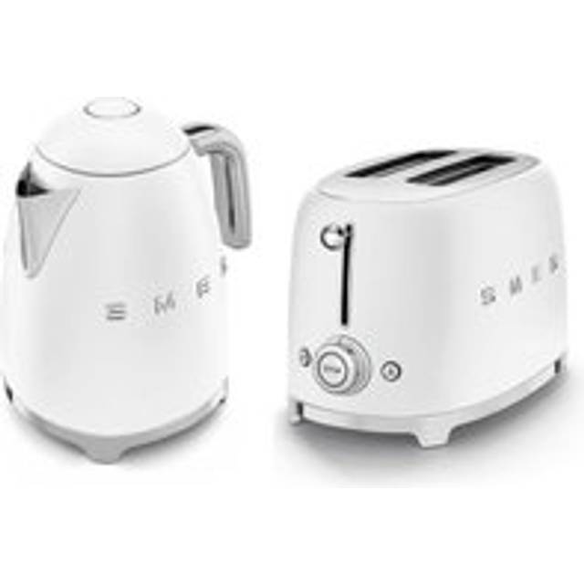 Smeg kettle 1.7l 3kw & 2 slice toaster, 50’s style retro range in matte white