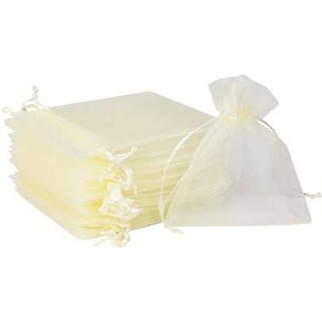 SHEIN 50pcs Organza Gift Bags With Drawstring, Jewelry Candy Wedding Party Favor Mesh Bags,