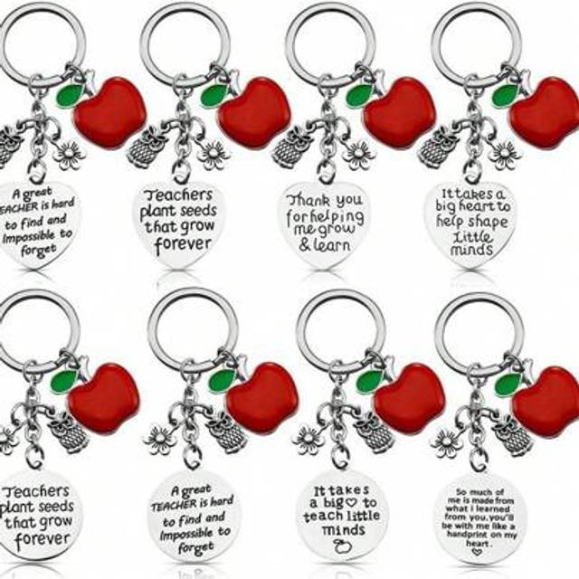 SHEIN 6/8Pcs Teacher Keychain Appreciation Gifts Birthday Valentine&#39;s Day Christmas Gifts For Teachers Thank You Gifts
