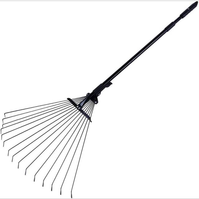 TEMU Telescopic Metal Adjustable Leaf Rake | Lightweight, Rust-resistant Ergonomic Handle | Ideal For Outdoor Garden Leaves & Small