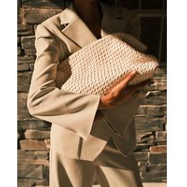 River Island Womens Ri Studio Cream Woven Leather Clutch Bag - One Size
