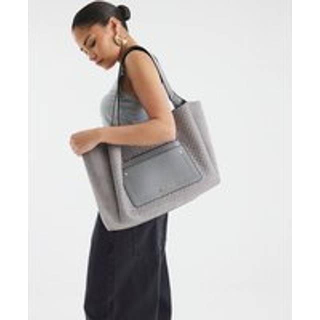 River Island Pocket Front Embossed Shopper Bag, Grey, Women