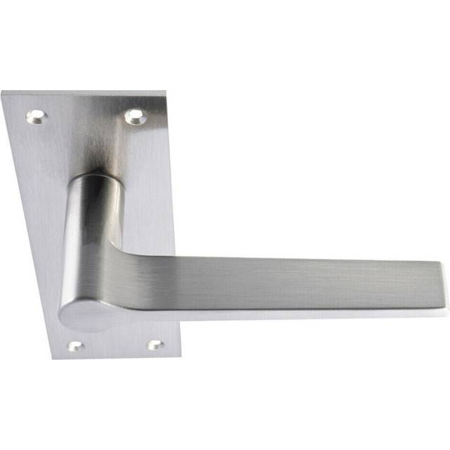 PAIR Flat Straight Handle on Slim Bathroom Backplate 150 x 50mm Satin Nickel