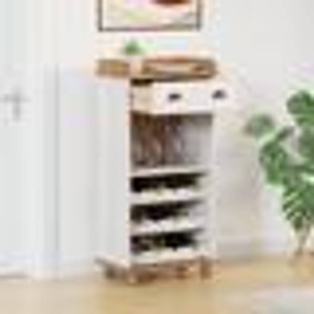 vidaXL Wine Cabinet "ASKIM" with 12 Bottle Holders White Solid Wood Pine - White and Wood