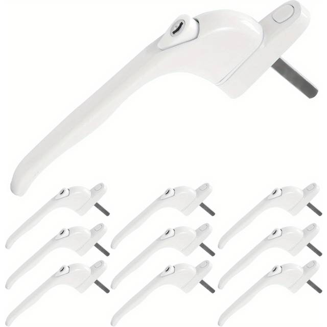 TEMU 10 X Upvc Universal Window Handle Lockable Window Handle Aluminum White Universal Espag Handles With Key With 41mm Spindle Length For Indoor And Outdoor Upvc Window