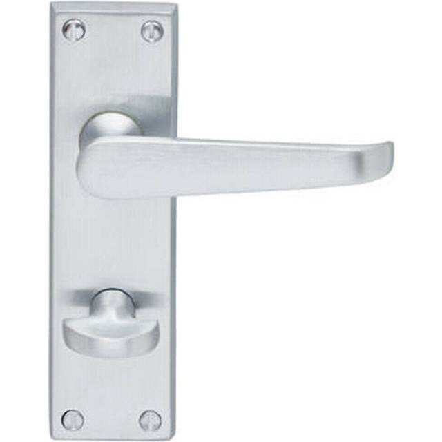 Victorian Flat Lever on Bathroom Backplate Handle 150 x 42mm Satin Chrome