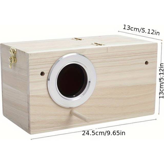 TEMU Wooden Bird Breeding Box Cage 24.5*13*13cm For Parrot Budgie Nesting House Finch