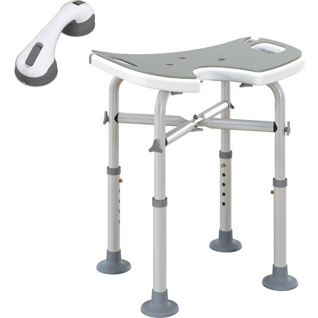 HOMCOM Aluminium Shower Stool for Elderly Disabled Non-Slip Bath Stool Blue - Grey | TJ Hughes
