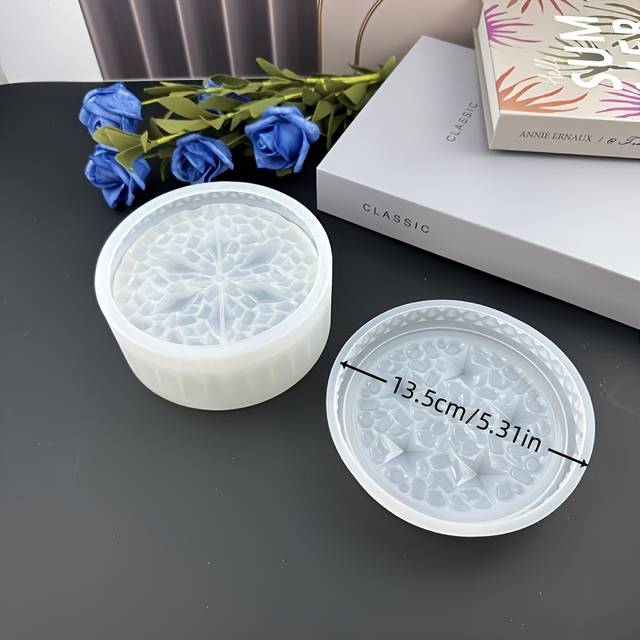TEMU Diy Diamond Circular Storage Box Drip Mold Hexagonal Roman Jar Silicone Mold Clay Mold