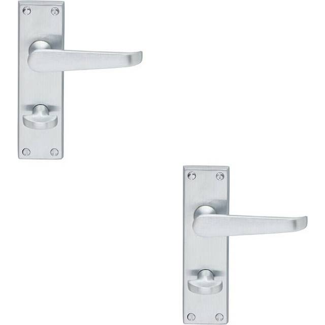 2x Victorian Flat Lever on Bathroom Backplate Handle 150 x 42mm Satin Chrome