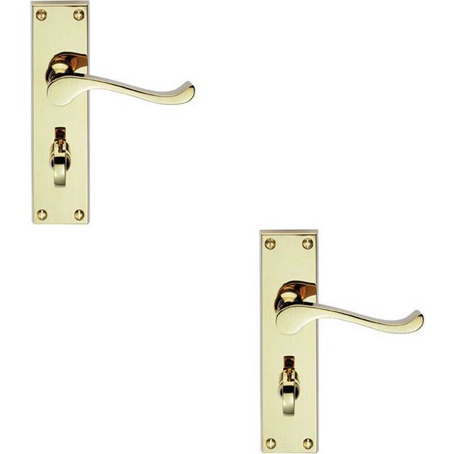 2x PAIR Victorian Scroll Handle on Bathroom Backplate 155 x 41mm Polished Brass