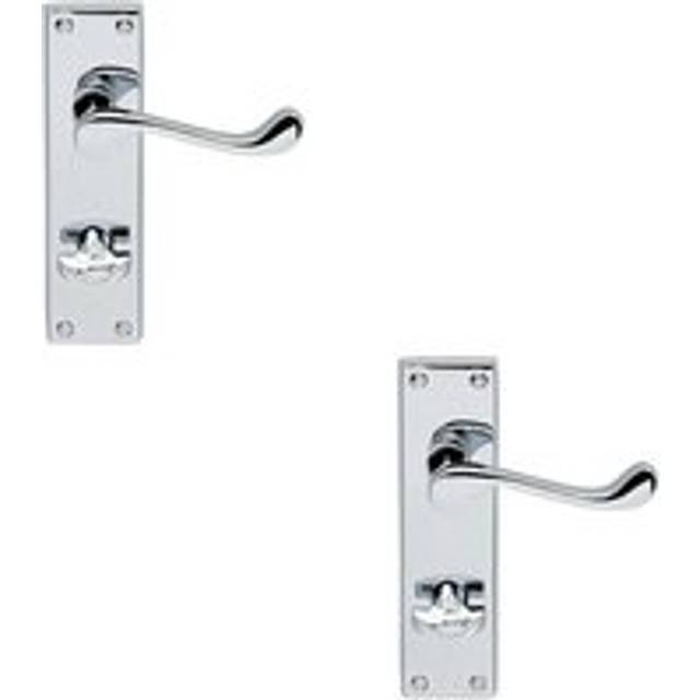 2x PAIR Victorian Scroll Lever on Bathroom Backplate 155 x 41mm Polished Chrome
