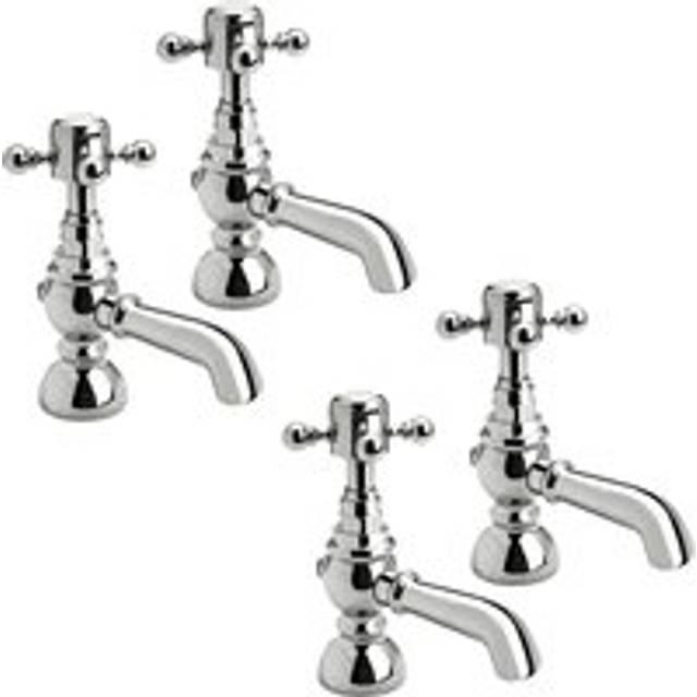 Balterley - Traditional Crosshead Basin Pillar Taps and Bath Taps Set - Chrome
