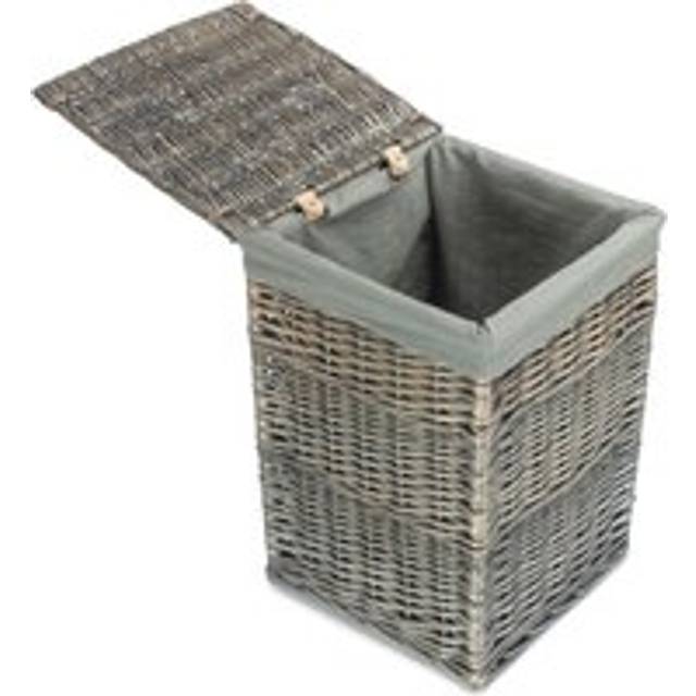 Antique Wash Square Laundry Basket with Grey Sage Lining - Small