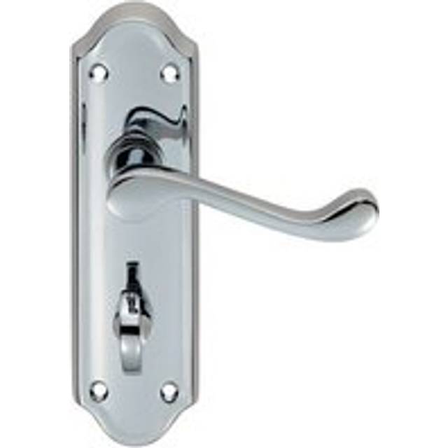 PAIR Victorian Upturned Lever on Bathroom Backplate 168 x 47mm Polished Chrome
