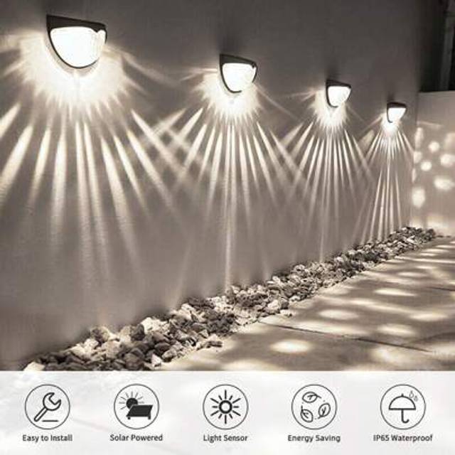 NetHong 4 X Super Bright Solar Powered Door Fence Wall Lights LED Outdoor Garden Lamp UK