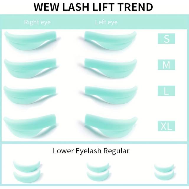 TEMU 14pcs/7sizes Eyelash Perm Pads, Reusable Soft Lash Lift Rods Lami Lamination Roller, Eyelash Curlers For Makeup And Lash Enhancement, Upper And Lower Lash Lift For Salon And Home Use
