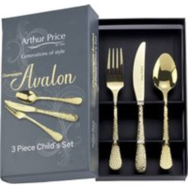 'Champagne Avalon' Childrens Cutlery Set Knife Fork Spoon Stainless Steel Gift Boxed - Metallics - One Size
