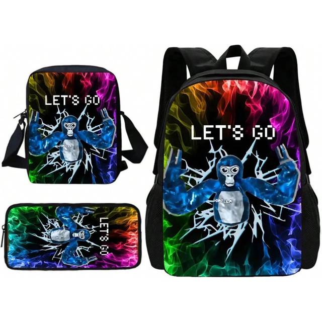 (TZ-213HJJ02A6) Novelty Cool Gorilla tag Child School Backpack With Shoulder Bag Pencil Bags School Bags for Boys Girls Best Gift