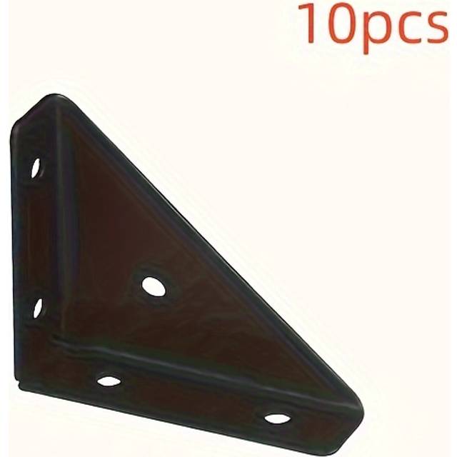 TEMU 10pcs Heavy-duty Iron L-brackets: 90 Degree Angle Support, 1.3mm Thick Corner Braces For Durable Furniture Reinforcement, Screwless Design
