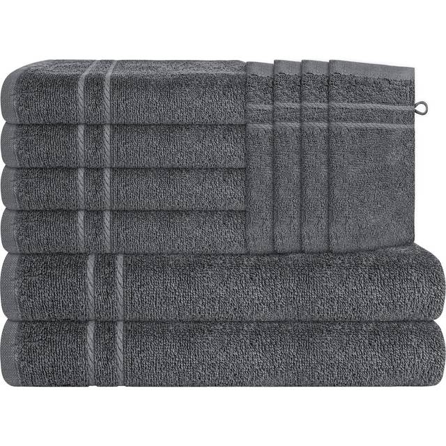 TEMU 10 Bale Set Bathroom Towels 2 Bath Towel 4 Hand Towel & 4 Glove Cotton Hotel And Super Absorbent, Quick-drying Design, Hypoallergenic, Shrink-resistant, Machine Washable, Elegant Charcoal Shade
