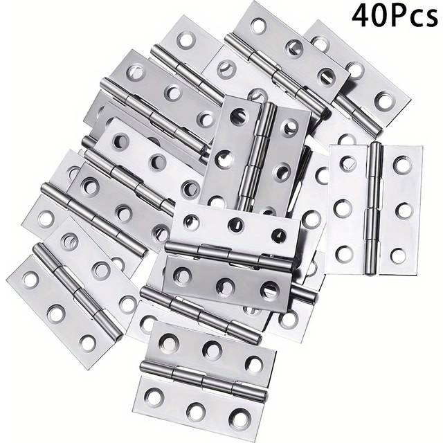 TEMU 40pcs Stainless Steel Folding Hinges 2 Inch Door And Window Hinges, Door Hinges Stainless Steel Folding Coupling Hinges, Used For Door Frame Cover Wooden Box, Silvery Hardware Control
