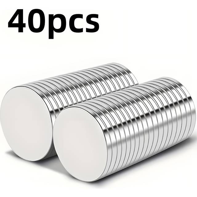 TEMU 40pcs Neodymium Magnets, Magnets, 20 * 2mm Round Magnets, Suitable For Refrigerator, Whiteboard, Photo, Kitchen Accessorie, Office Supplie.