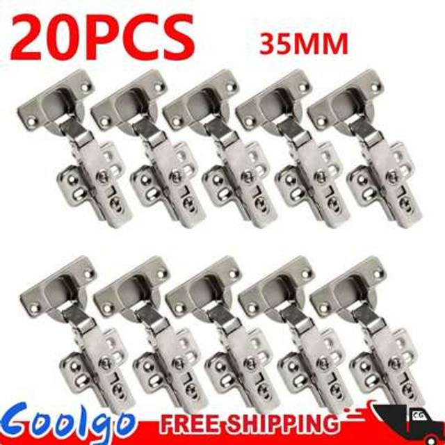 SHEIN 20PCS SOFT CLOSE 35mm KITCHEN CABINET CUPBOARD STANDARD DOOR HINGES NEW