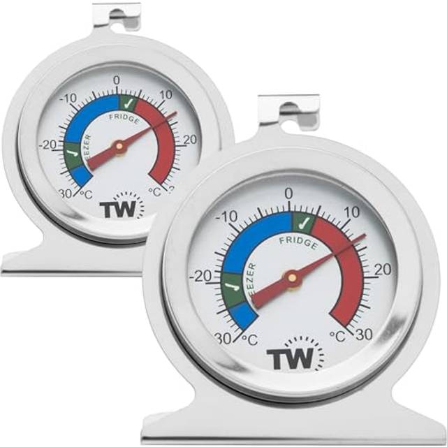Fridge Freezer Thermometer Twin Pack For Monitoring Refrigerator Temperature Stainless Steel Freezer and Fridge Temperature Thermometer Pack
