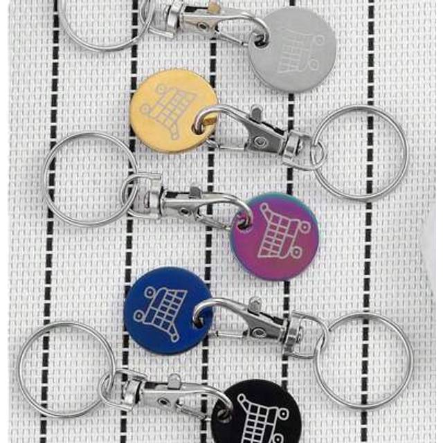 SHEIN 1pc/3pcs Shopping Cart Token Supermarket Trolley, Metal Stainless Steel Keychain, Keyring Decoration With Trolley Unlocking Key, Keyring Accessory