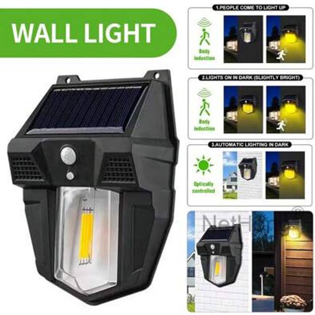 SHEIN LED Solar Street Wall Light PIR Motion Sensor Security Outdoor Garden Lamp