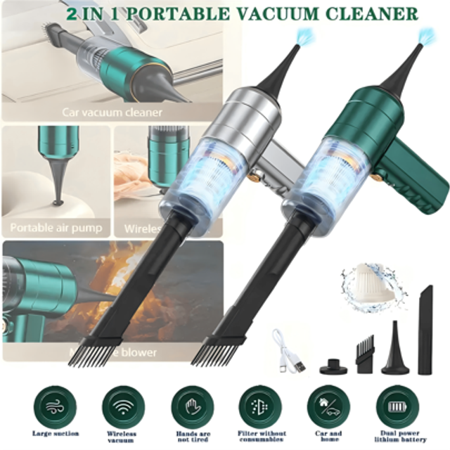 SHEIN High Power Cordless Handheld Vacuum Cleaner - Multi-Functional Dust Vacuum Cleaner For Home And Car - USB Charging, Includes Accessory Kit, Cleaning B