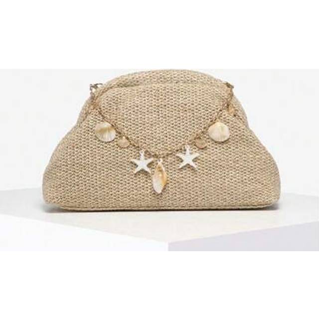 SHEIN S Women&#39;s Retro Simple Beach Bag With Ocean Shell Pattern Decor, Large Capacity Cloud Clip Clutch Bag For Party, Daily Outfit
