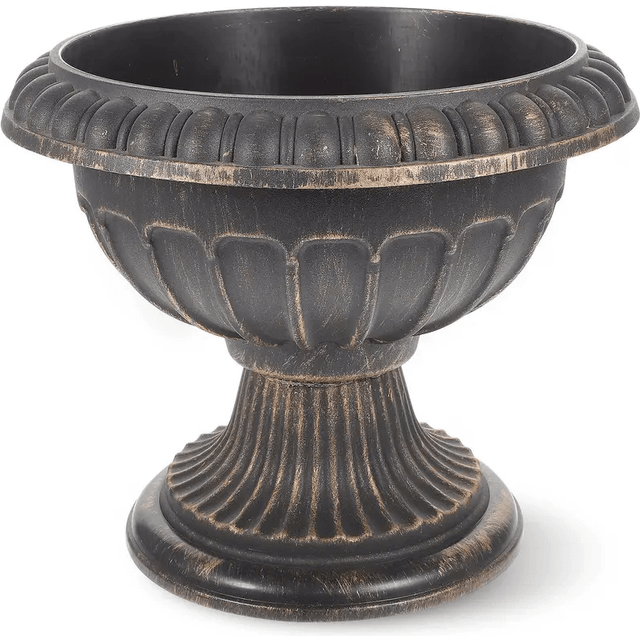 TEMU Hinlant 1pc Large Vintage Resin Flowerpot With Traditional Column Design With Drainage Holes, Made Of Plastic And Containing Multiple Components For Indoor And Outdoor Use