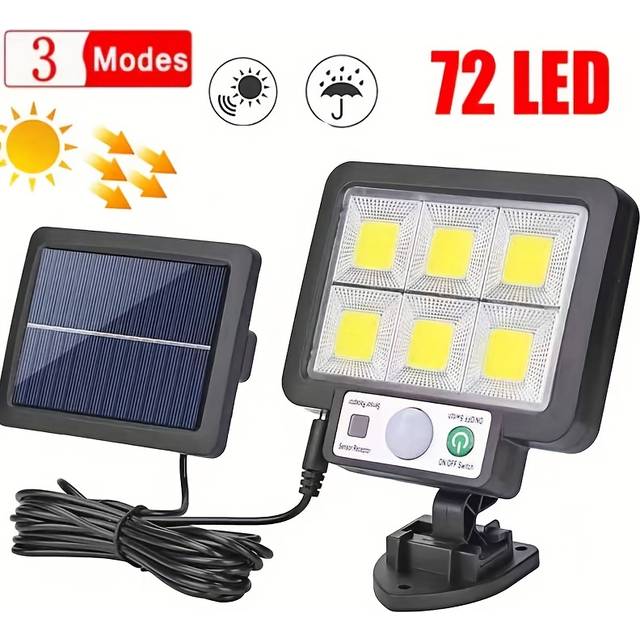 TEMU Solar-powered Split Wall Light With Motion Sensor | 3-mode Auto Lighting & For Gardens, , | Weather-resistant Emergency Lamp For Home Perimeter & Garage Areas