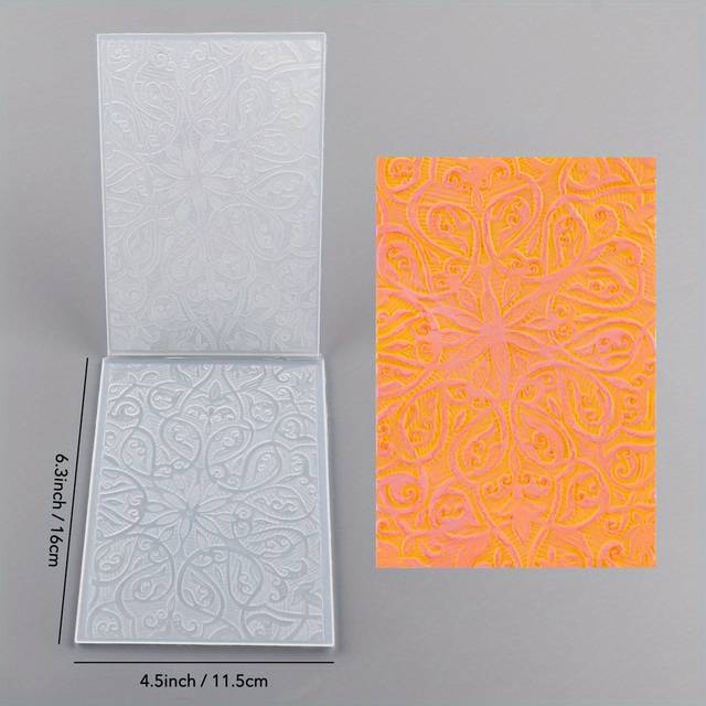 TEMU 1pc Plastic Embossing Folder Stencil With Retro Pattern For Diy Scrapbooking, Paper Crafting & Card Making - Multi-purpose Embossing Template For Textured Backgrounds & Crafts