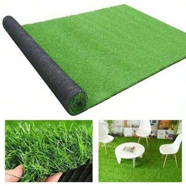 SHEIN 1pc Artificial Grass Mat, Outdoor Fake Lawn Turf Carpet For Indoor Decoration, Balcony, Green Plants, Beach Essentials, Swimming Games