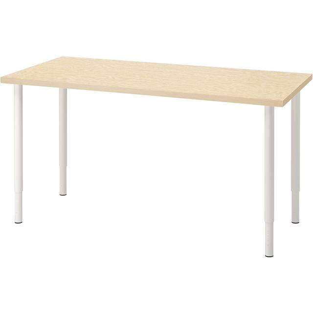 MITTCIRKEL / OLOV skrivbord, livligt furumönster/vit, 140x60 cm