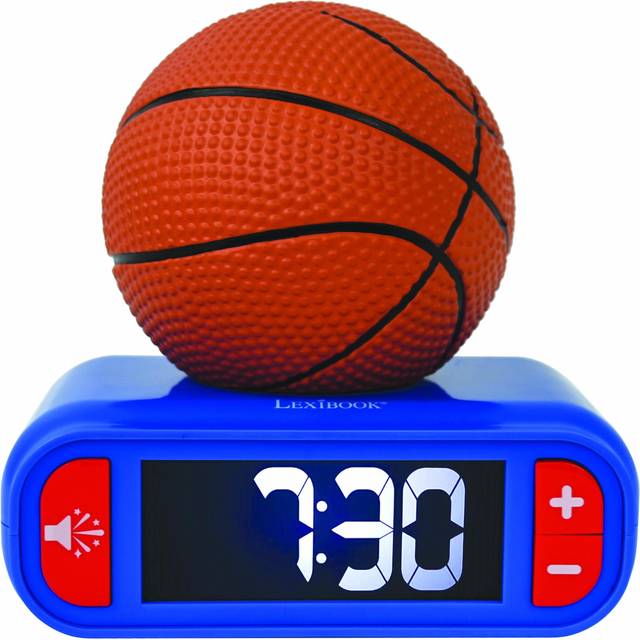 Digital alarm clock with 3D basketball night light and sound effects for kids Lexibook - Marron - One size