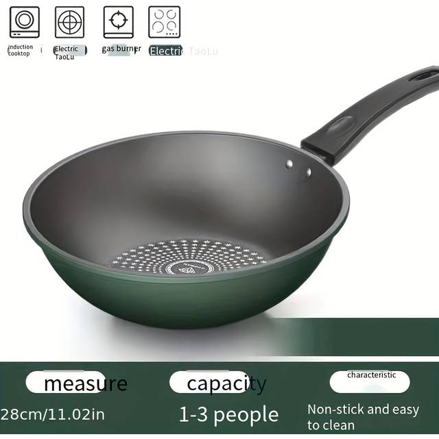 TEMU Wok - Thick Cast Iron For Gas And Electric Stoves, Fume, Ideal For Stir-fry Vegetables And Fried Eggs