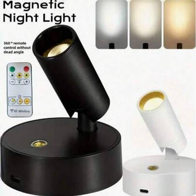 SHEIN 1pc Aluminum & Plastic Wireless Magnetic Rechargeable Touch Dimming Wall Light, 3-Color Adjustable, No Wiring Needed, For Bedroom, Bedside, Hallway, L