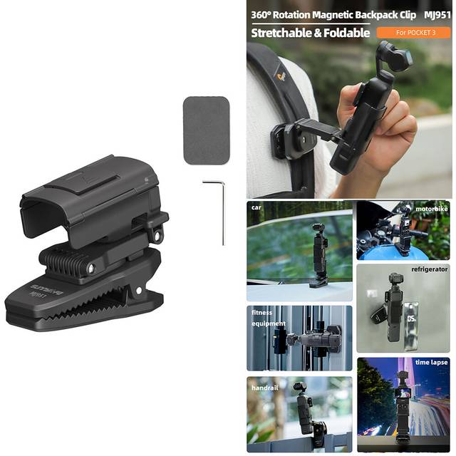 For dji pocket 3 sports camera foldable magnetic backpack clip mount accessories