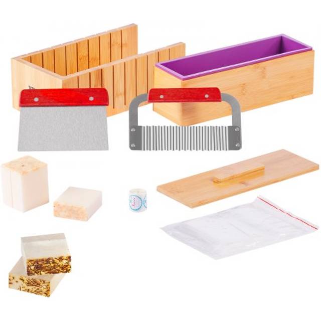 Vevor soap making kit bamboo cutting box silicone mold stainless steel cutters