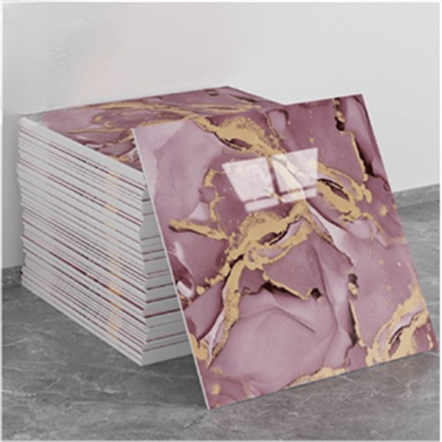SHEIN 30 Pcs Of Glossy Marble Pattern Imitation Ceramic Tile Self-Adhesive Wall Stickers, Peeling Stickers, Waterproof Living Room Kitchen Tailgate Bathroom