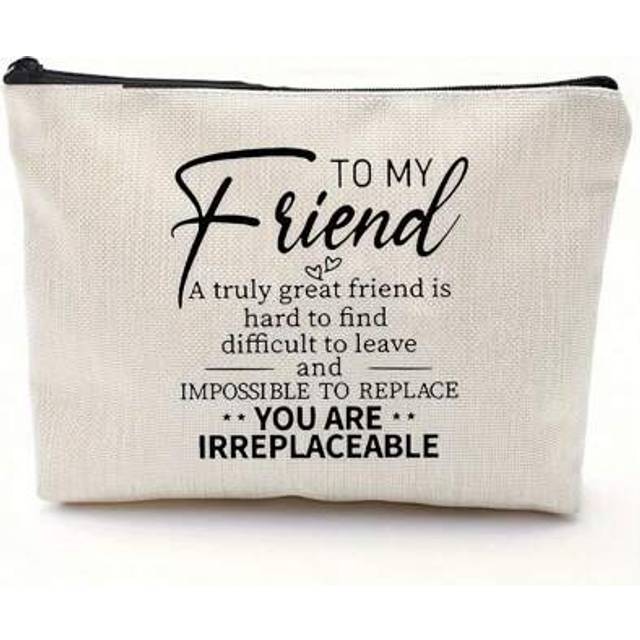 SHEIN 1pc Best Friend For Women Friendship Gifts Birthday Gifts, Linen Cosmetic Bag, Gifts For Best Friend, Makeup Bag For Women Birthday Gifts,Boho Vibes,F