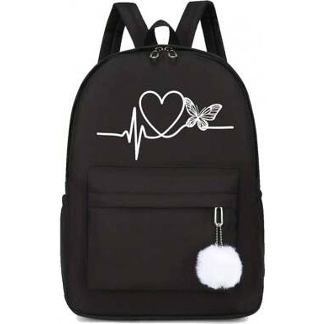 SHEIN [Versatile Backpack] Large Capacity Multifunctional Casual Backpack | Black Fashion Simple Versatile Heartbeat Butterfly Print Travel Women&#39;s Shoulder