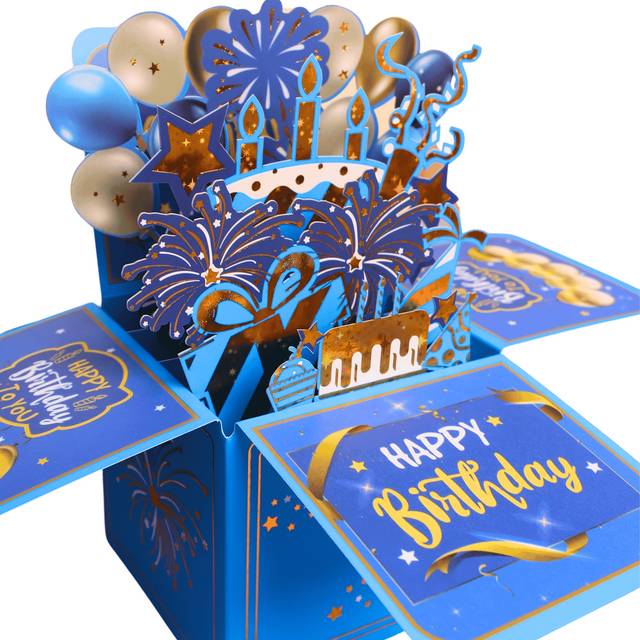 TEMU 1pc 3d Happy Birthday Card Laser Cut Paper,, Party Invitation Card With Note Card And