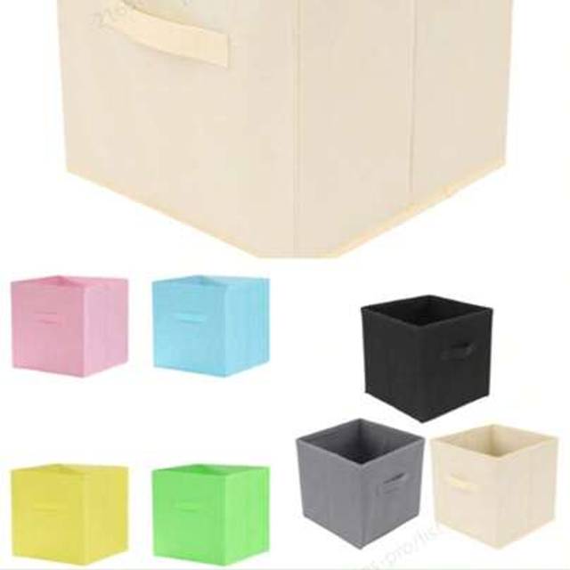 SHEIN 1pc Colorful Non-Woven Fabric Square Storage Box, Lidless Foldable Clothes/Items Organizer, Multifunctional Storage Bin