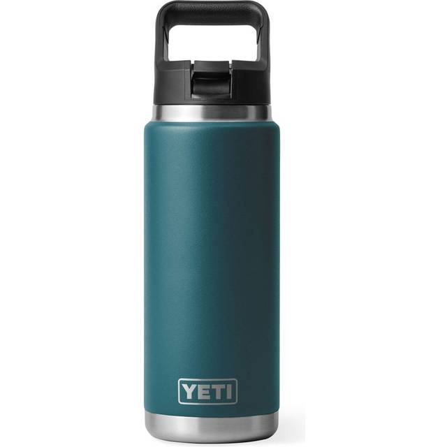 YETI Rambler Insulated Stainless Steel Drinks Bottle with Straw Cap, 769ml, Black Forest Green